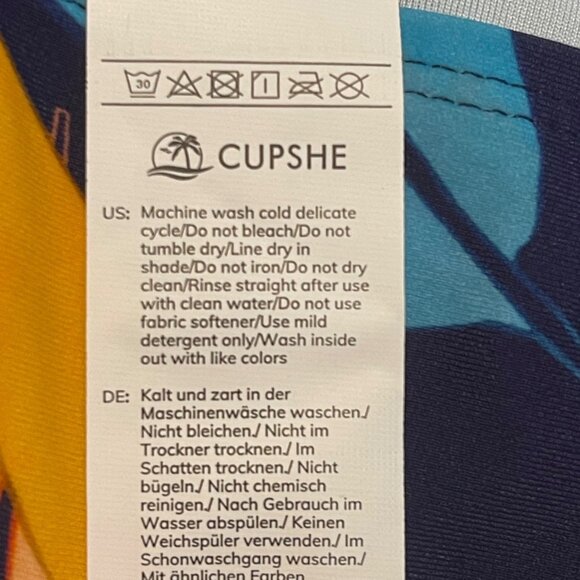 Cupshe Small 2 Piece Tankini Blue V-Neck Top Floral Mid Rise Bikini Bottoms - Picture 7 of 8